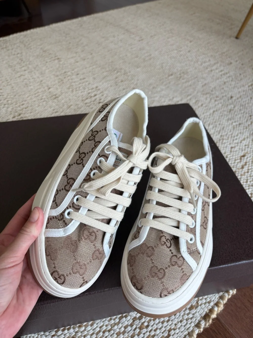 GUCCI GG Canvas Low-Top Platform Sneakers Women’s US 7.5 Tennis Track Style - Picture 10 of 13